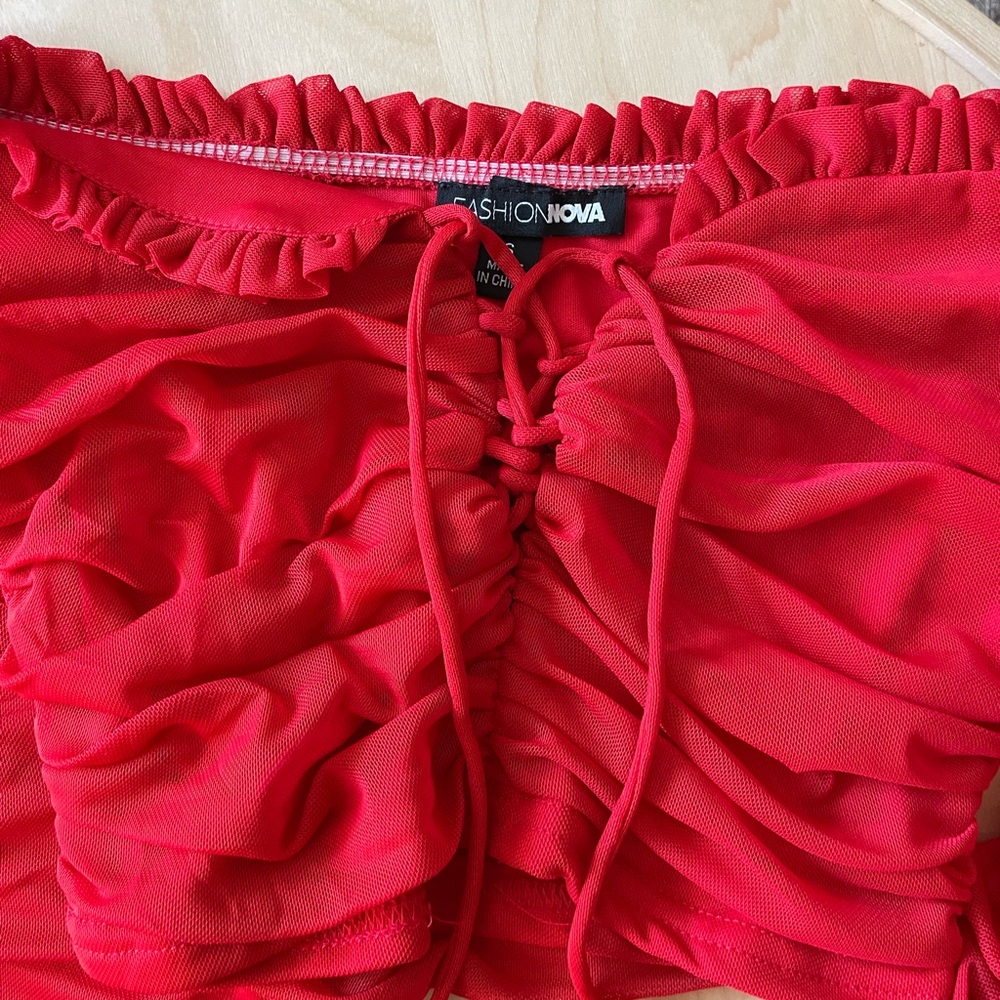 Red Ruched Set-Small - Picture 6 of 6